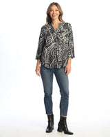 "Art Deco" Mandarin Collar Button Down Shirt - SG2-2139