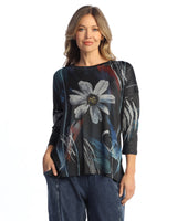 "Alicia" Slinky-Like Knit Side Slit Tunic Top - SK1-2145