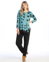 “Melody” Slinky-Like Knit Asymmetric Tunic with Black Contrast - SK9-1913