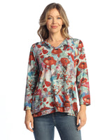 "Prima" V-Neck Overlap Hem Top - ST6-2124
