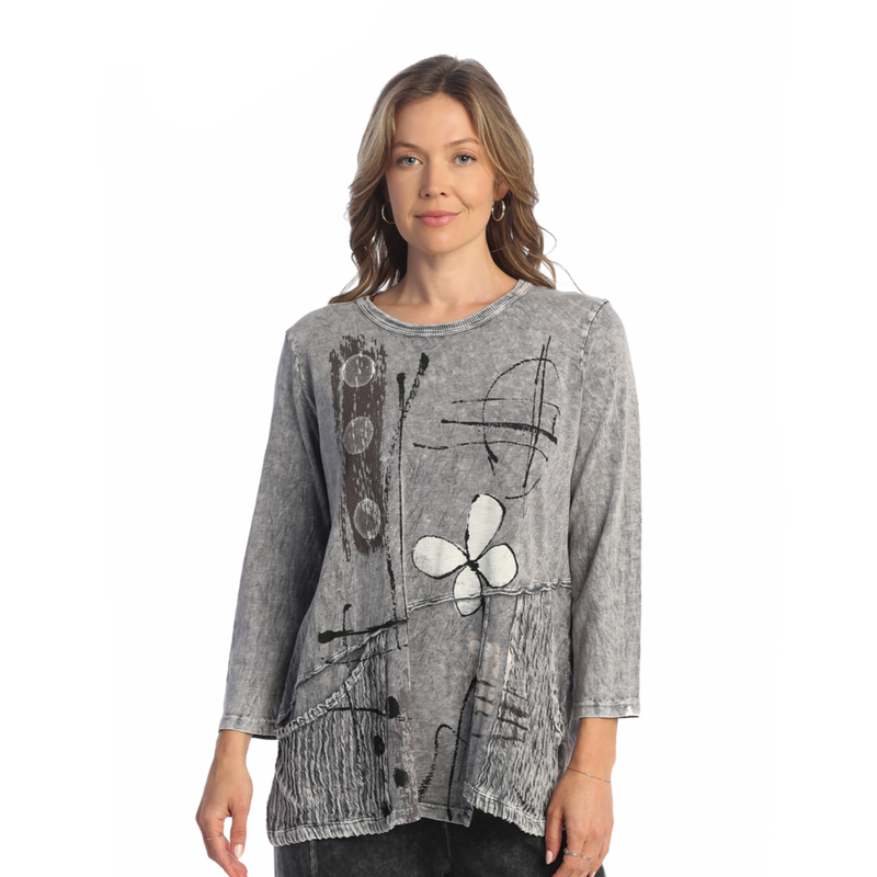 Jess & Jane "Petals" Mineral Washed Tunic Top - M101-1826