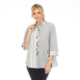 Stripes & Swirls" Blouse in Black & White - 3655 - Size S Only!
