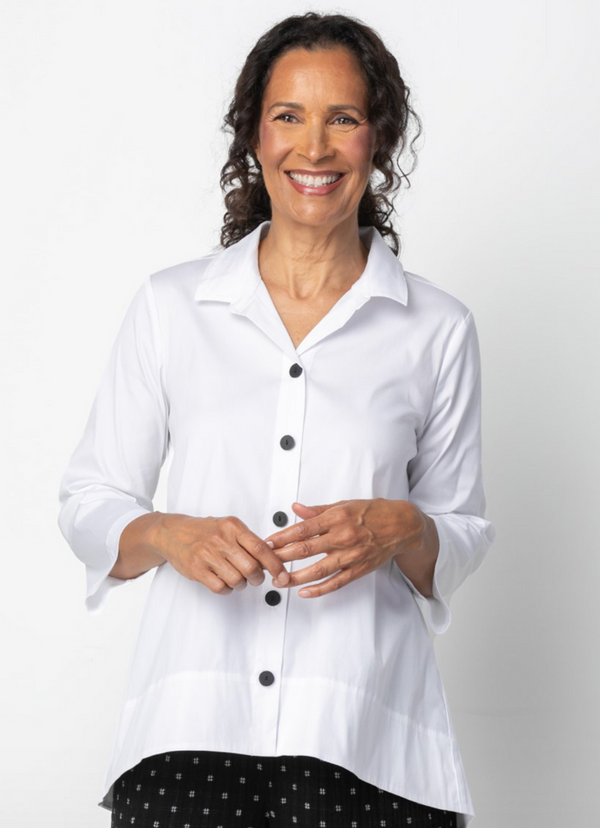 Habitat Button Front High-Low Shirt in White - 15050-WT