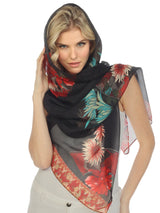 Chrysanthemum Border Silk Scarf in Multicolor - Scarf-CB
