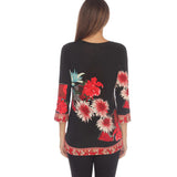 Citron Chrysanthemum Print Border Tee - TCB