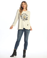 "Daisy Day" Asymmetric Hem Offset Pocket Top - TE3-1695