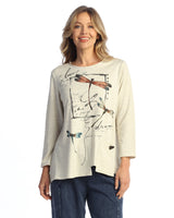 "Flutter" Asymmetric Hem Offset Pocket Top - TE3-2146