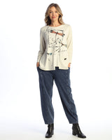 "Flutter" Asymmetric Hem Offset Pocket Top - TE3-2146