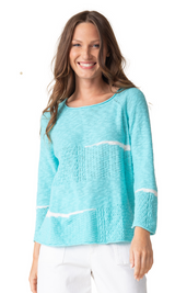 Spring Boatneck Pullover in Capri - 89602-Capri