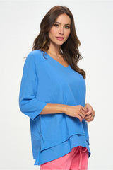 Lightweight Voile Double Layer Tunic in French Blue - V320-BLU