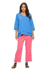 Lightweight Voile Double Layer Tunic in French Blue - V320-BLU