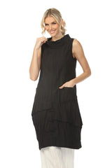 Crinkled Cocoon Tunic in Black - WD2021