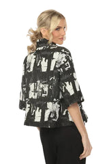 Textured Brushstroke Jacket in Black & White - WJ1011