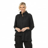 Architectural Textured High-Low Shirt in Black - WJ1020-BLK