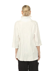Architectural Textured High-Low Shirt in White - WJ1020