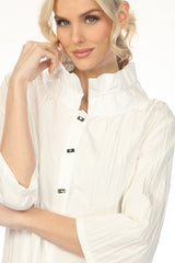 Architectural Textured High-Low Shirt in White - WJ1020