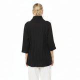 Architectural Textured High-Low Shirt in Black - WJ1020-BLK