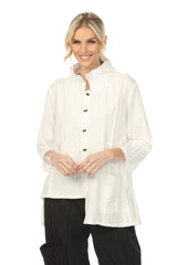 Architectural Textured High-Low Shirt in White - WJ1020