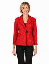 Tonal Jacquard One-Button Jacket in Red - WJ6021-RD