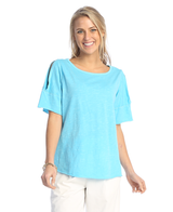 Weekend by Jess & Jane Cotton Slub Open Shoulder Top - WK5-ATOLL- XS Only