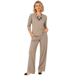 Soft Knit Pant Set in Taupe - ZIASET-TP
