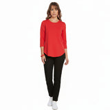 Lior "Zofi" Soft Knit High-Low Top in Red - ZOFI-RD