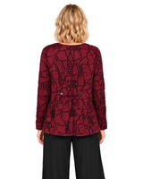 Gizel Crinkled-Knit Top in Rouge - CB62318