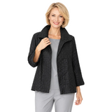 Textured Jacquard Open-Front Jacket in Black - 6289J-BLK