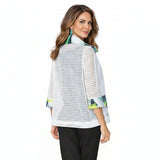 Artful Mesh Jacket with Abstract Print Trim - 7897J