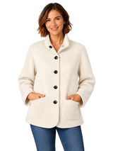 Faux Suede & Sherpa Reversible Jacket in Ivory - 5147-IVO