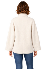 Faux Suede & Sherpa Reversible Jacket in Ivory - 5147-IVO