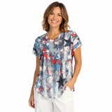 Dolman Cap Sleeve Print Top - 60