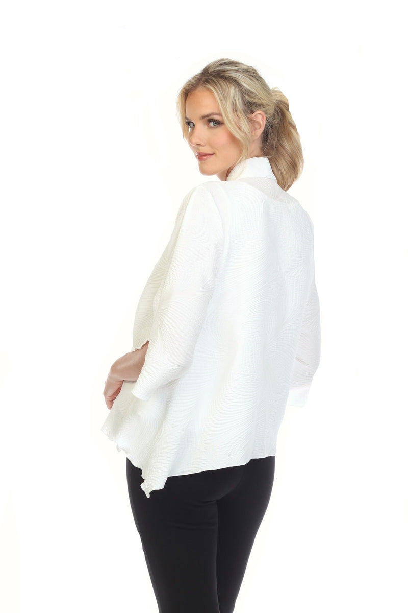 IC Collection Textured Open Front Jacket in White - 5741J-WT