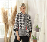 Mixed-Media Print Jacket/ Blouse - 3819