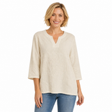 Embroidered Cotton Voile Top in White C630-WHT