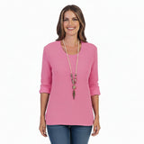 Lightweight Cotton Waffle Top in Fuchsia - C691
