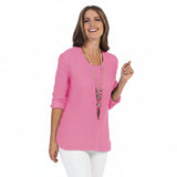 Lightweight Cotton Waffle Top in Fuchsia - C691