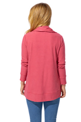 Partial Snap Front Fleece Pullover in Garnett - 13272 - Size M Only!