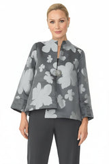 Floral Jacquard Asymmetric Jacket - 4758J-CH