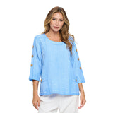 Seersucker Brush Dye Cotton Top in Wedgewood - CS111-WDG - Size S Only!