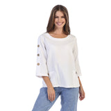 Seersucker Brush Dye Cotton Top in White - CS111-WHT