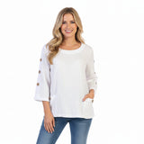 Seersucker Brush Dye Cotton Top in White - CS111-WHT