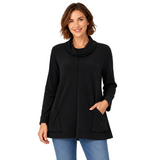 Cotton Diagonal-Rib Cowl-Neck Tunic - CS382