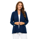 Stretch Knit Open Front Cardigan in Indigo - D202