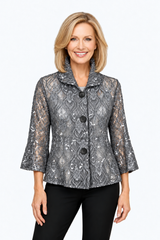 Sequin Embellished Mesh Jacket - 2505