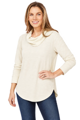 Soft Cotton Draped Cowl Neck Tunic - 10036