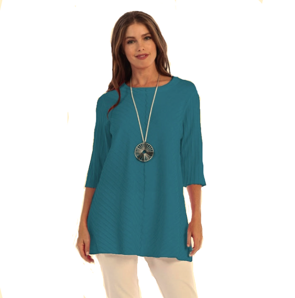 Focus Patch-Pocket Ribbed Tunic in Ocean - CS-342-OCN - Size M Only!