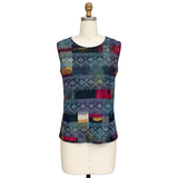 Just In! Geometric & Denim Print Mesh Jacket & Soft Knit Tank - 31456