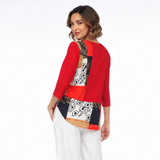 Patchwork Tunic Top in Red - 3523