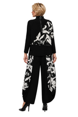 Artful Abstract Colorblock Top in Ivory/Black - 7580T-IV